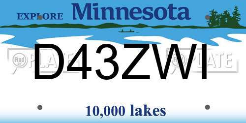 D43ZWI Minnesota License Plate