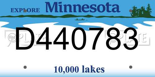 D440783 Minnesota License Plate