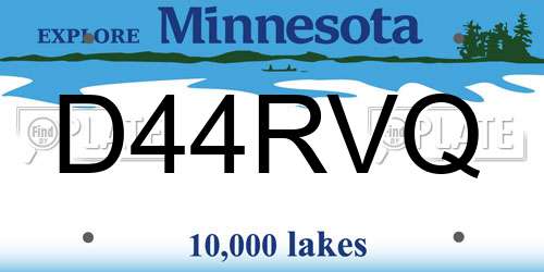 D44RVQ Minnesota License Plate