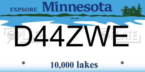D44ZWE Minnesota License Plate