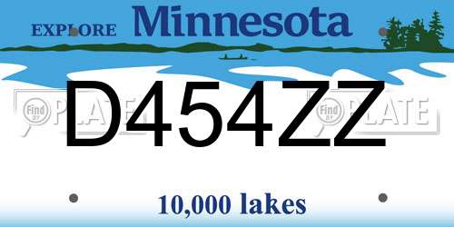 D454ZZ Minnesota License Plate