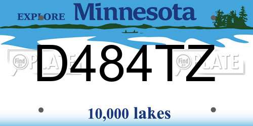 D484TZ Minnesota License Plate