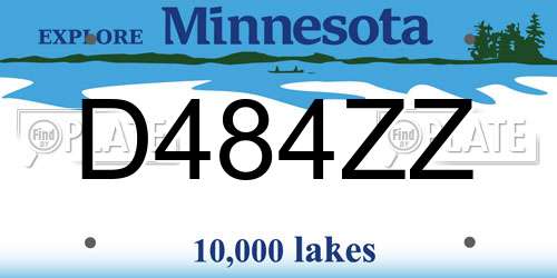 D484ZZ Minnesota License Plate