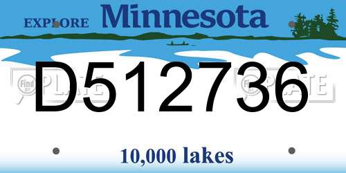 D512736 Minnesota License Plate