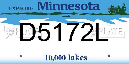 D5172L Minnesota License Plate