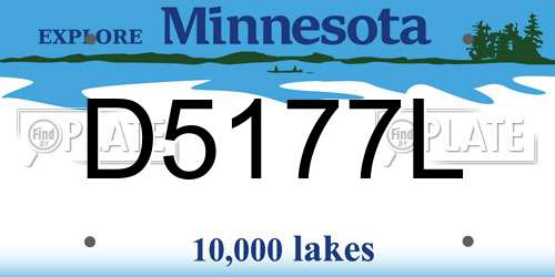 D5177L Minnesota License Plate