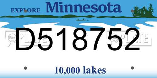 D518752 Minnesota License Plate