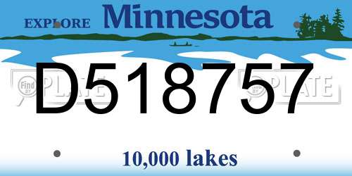 D518757 Minnesota License Plate