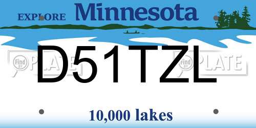 D51TZL Minnesota License Plate