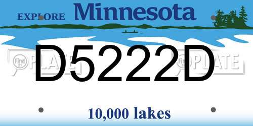 D5222D Minnesota License Plate