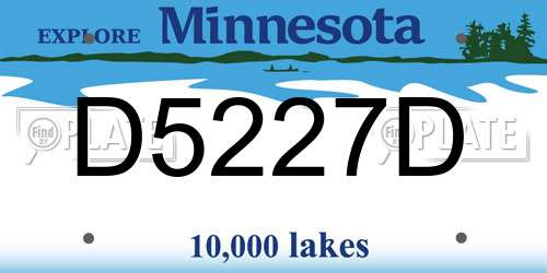 D5227D Minnesota License Plate
