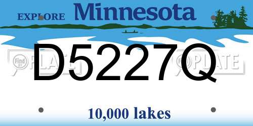 D5227Q Minnesota License Plate