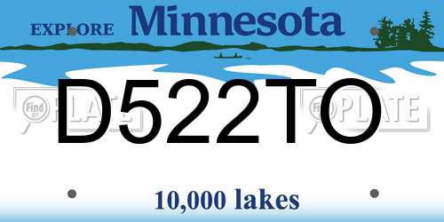 D522TO Minnesota License Plate