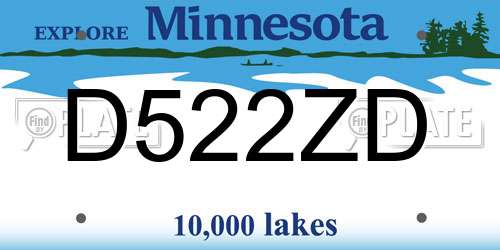 D522ZD Minnesota License Plate