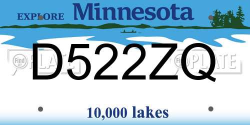 D522ZQ Minnesota License Plate
