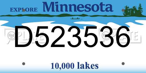 D523536 Minnesota License Plate