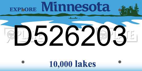 D526203 Minnesota License Plate