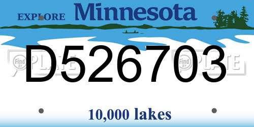 D526703 Minnesota License Plate