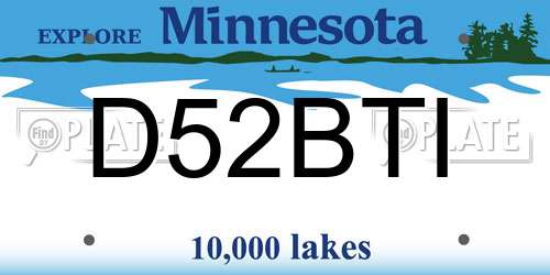 D52BTI Minnesota License Plate