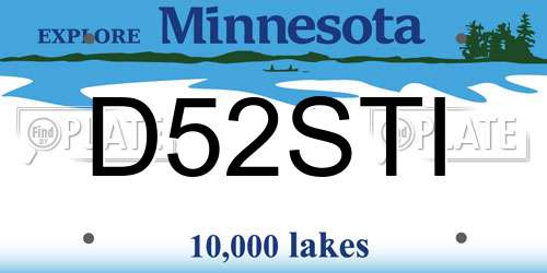 D52STI Minnesota License Plate