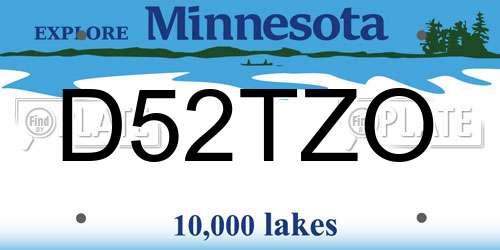 D52TZO Minnesota License Plate