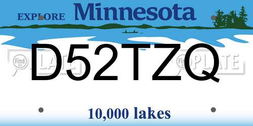 D52TZQ Minnesota License Plate