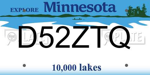 D52ZTQ Minnesota License Plate