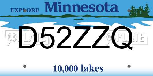 D52ZZQ Minnesota License Plate