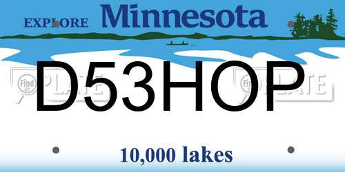 D53HOP Minnesota License Plate