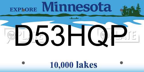 D53HQP Minnesota License Plate