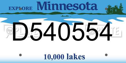 D540554 Minnesota License Plate
