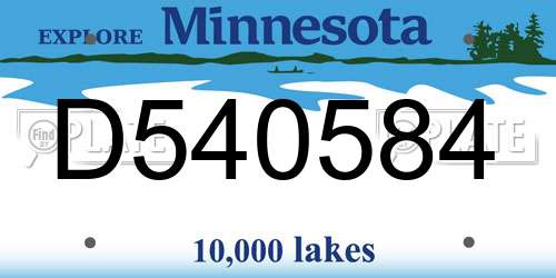 D540584 Minnesota License Plate