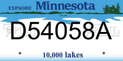 D54058A Minnesota License Plate