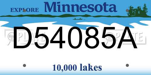 D54085A Minnesota License Plate