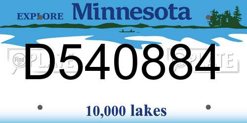 D540884 Minnesota License Plate