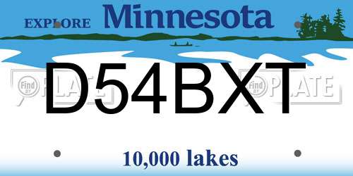 D54BXT Minnesota License Plate