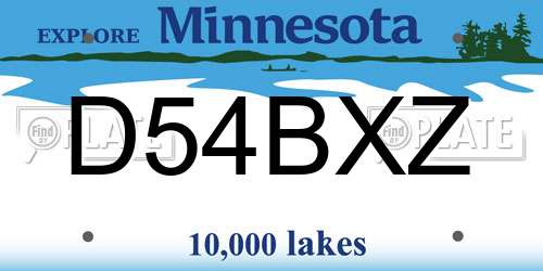 D54BXZ Minnesota License Plate