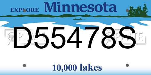 D55478S Minnesota License Plate