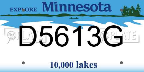 D5613G Minnesota License Plate