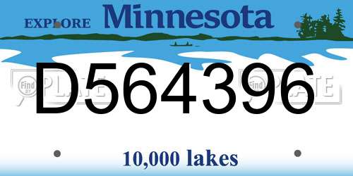 D564396 Minnesota License Plate