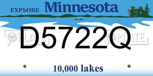 D5722Q Minnesota License Plate