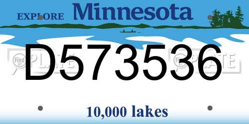 D573536 Minnesota License Plate