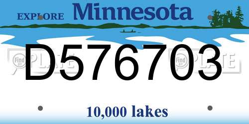 D576703 Minnesota License Plate