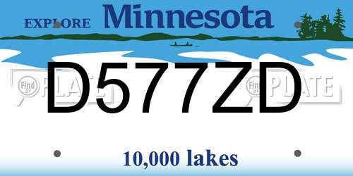 D577ZD Minnesota License Plate