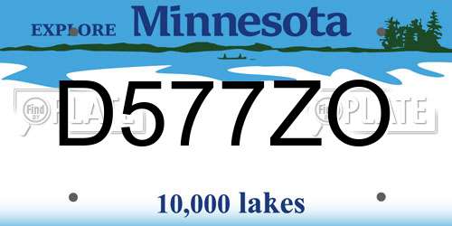 D577ZO Minnesota License Plate