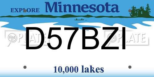D57BZI Minnesota License Plate