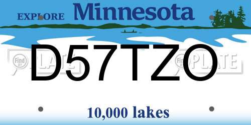 D57TZO Minnesota License Plate