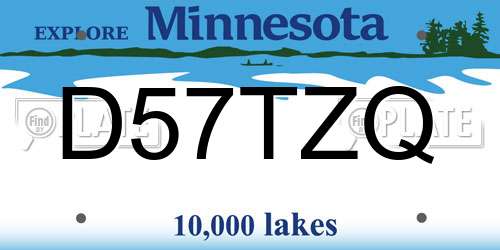 D57TZQ Minnesota License Plate