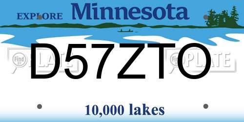 D57ZTO Minnesota License Plate