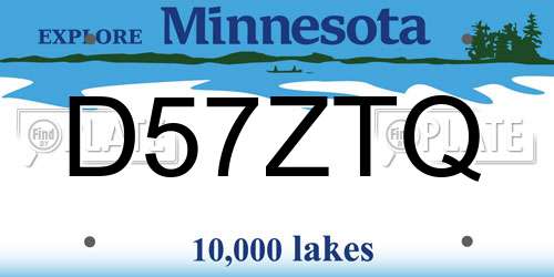 D57ZTQ Minnesota License Plate